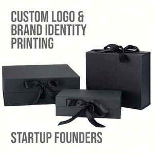 Emballage cadeau de luxe en carton rigide pliable avec logo personnalisé Bee, grand format, noir, avec finition brillante, estampage à chaud en or - Product Image 1