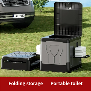 Toilette pliable portable pour voiture, voyages en voiture, <span class=keywords><strong>camping</strong></span>, utilisation en extérieur, urgence, siège de toilette en PP solidifié - Product Image 4
