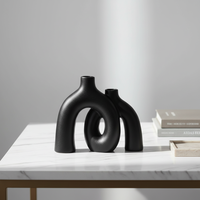 Ensemble de vases de table modernes nordiques en céramique côtelée verticale ARM LVG, pots à fleurs en porcelaine mate, conteneurs floraux design pour la décoration intérieure