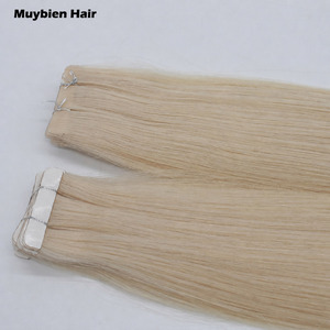 Extensions de cheveux naturels indiens vierges à prix d'usine, invisibles, lisses, avec bande adhésive, blondes, lisses naturelles - Product Image 4