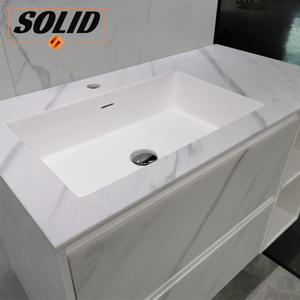 Usine vente Culture pierre <span class=keywords><strong>sous</strong></span> comptoir lavabo acrylique salle de bain visage bassin solide Surface Double évier - Product Image 6