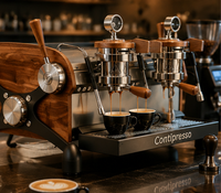 Machine à expresso professionnelle commerciale 2 groupes avec chaudière double saturée, contrôle de température PID et pompe rotative