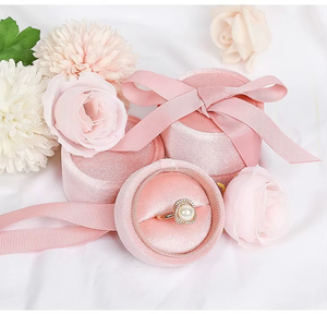 Luxury Round & Rectangle Velvet Jewelry <b>Boxes</b> with Ribbon Pull Tab Customized Color for Rings <b>Earrings</b> Necklaces Bracelets - Product Image 2