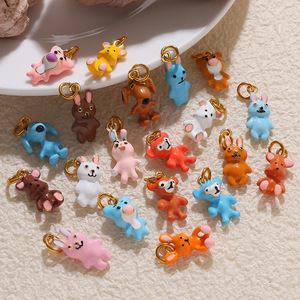 Breloques <span class=keywords><strong>de</strong></span> bracelet en émail en forme d'animaux <span class=keywords><strong>de</strong></span> dessin animé mignons, pendentifs <span class=keywords><strong>de</strong></span> collier colorés en acier inoxydable (lapin, <span class=keywords><strong>singe</strong></span>, chien) pour ma fille - Product Image 4