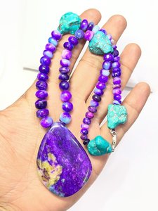 Collier de perles en Sugilite et Turquoise d'Arizona, pierres précieuses rares de la mine Wessels (356 ct), prix de gros pour la fabrication de bijoux - Product Image 2