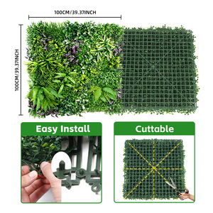 Pq67 Hight Chất Lượng Giả Gỗ Hoàng Dương Hàng Rào Treo Màu Xanh Lá Cây Tường Hệ Thống Topiary Cây Nhân Tạo Cây Xanh Tường Trang Trí Nội Thất Vườn - Product Image 5