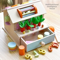 Jouet éducatif Montessori multifonctionnel en bois pour l'éveil précoce, avec jeu de tri de formes et de tirer les carottes, pour enfants