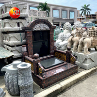 Mausolée chinois personnalisé en granit brun naturel poli, pierre tombale, stèle funéraire, monument commémoratif, conception sur mesure