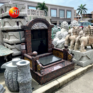 Mausolée chinois personnalisé en granit brun naturel poli, pierre tombale, stèle funéraire, monument commémoratif, conception sur mesure - Product Image 5
