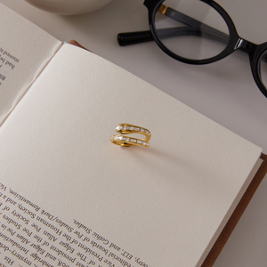 Anello Aperto Vintage a Forma di Serpente JF, Placcato in <span class=keywords><strong>Oro</strong></span> 18K, Acciaio Inossidabile Regolabile con Strass, Gioiello Statement per Donne - Product Image 5