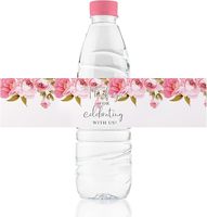 Nouvelles étiquettes autocollantes mignonnes en aquarelle pour bouteilles d'eau minérale rose et bleue, étiquettes personnalisées imperméables