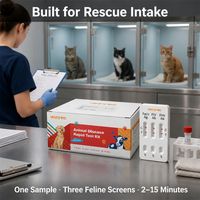 Kit de test rapide pour le diagnostic vétérinaire des chats : bandelette de détection combinée des antigènes FeLV, FIV et FHV (Triple Test Virus)