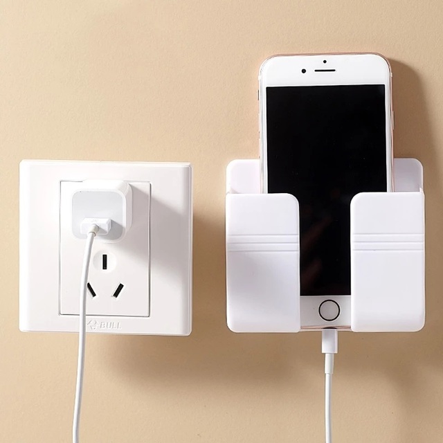 DD22-236 Punch Free Wall Mounted Organizer Storage Box Remote Control Mobile Phone Plug Wall Holder Charging Multifunction Hook