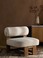 Fauteuil individuel moderne de luxe en bouclette crème, chaise sculpturale de designer pour salon, hôtel, chambre à coucher, fauteuil d'appoint rembourré