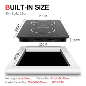 Hot Sales Induction Cooktop Electric Stove 3400W Built-in Hob 2 Burner Induction Cooker