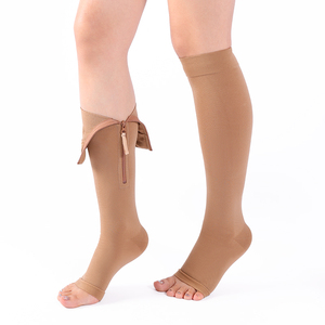 <span class=keywords><strong>Bas</strong></span> de <span class=keywords><strong>contention</strong></span> personnalisés en nylon à bout ouvert et fermeture éclair, 20-30 mmHg, pour mollets et genoux, anti-varices - Product Image 2