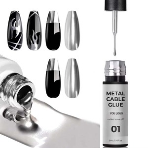 Nouveau gel UV pour nail art, haute densité, <span class=keywords><strong>dessin</strong></span> au trait métallique, sans HEMA, sans TPO, flacon de 7 couleurs, ensemble de gel pour rayures - Product Image 1