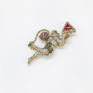 Broche Sanjeevani Hanuman 12243, Chapado en Oro, con Circonita Cúbica y Perla, para Regalo de Boda o Fiesta, para Hombre - Product Image 1