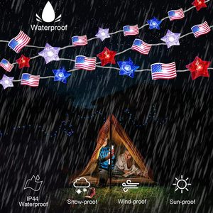 Guirlande lumineuse en fil de cuivre de 4 mètres avec 40 <span class=keywords><strong>LED</strong></span> en forme d'étoile et drapeau américain, décoration nationale du 4 juillet, rouge, blanc, bleu, en provenance de Chine - Product Image 4