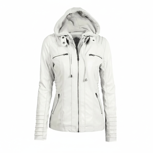 2025 nuevo estilo Europeo Americano manga larga abrigo blanco puro primavera otoño estilo cremallera chaquetas cortavientos de cuero Real - Product Image 1