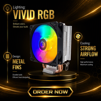 Pendingin CPU Udara T1200-LD 6 Heat Pipe Double Tower ARGB PWM Fan untuk Intel LGA & AMD AM4 AM5 Gaming Desktop