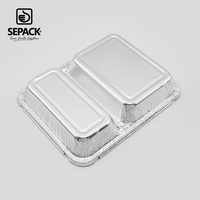 Barquette en aluminium à deux compartiments de 805 ml, 9x7 pouces, jetable, pour la préparation de repas à emporter et la restauration