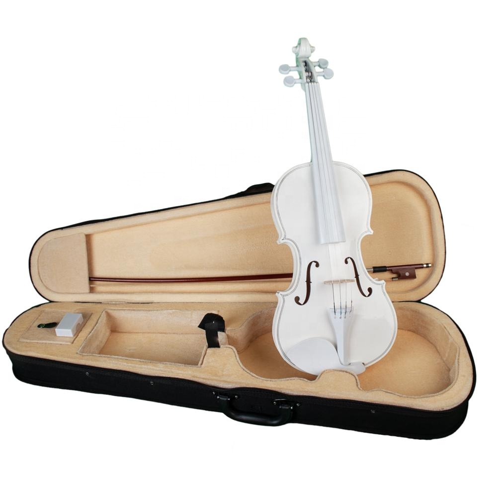 Juego de violín blanco para estudiantes, Violín con estuche, colofonia de arco, para niños principiantes, 4/4, 3/4, 1/2, 1/4