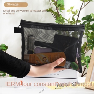Bolsa de Armazenamento Cosmético em Malha de <span class=keywords><strong>Nylon</strong></span> Transparente com Fecho de Zíper Multi-Funcional para Viagem - Product Image 3