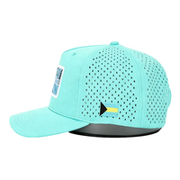 Gorra de Béisbol Transpirable para Hombre con Perforaciones Láser, Color Azul Rey, Parche de Palmera, Bordado Lateral con Bandera, para Golf y Actividades al Aire Libre