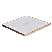 Plateau de table en mélamine carré à motif marbre, bord en métal or rose, pour mobilier de restaurant et café, vente en gros
