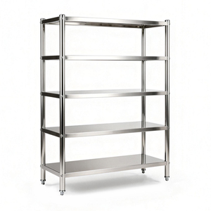 Étagère de cuisine commerciale multifonctionnelle en acier inoxydable, pieds réglables en hauteur, capacité robuste, finition brossée, usage commercial - Product Image 2