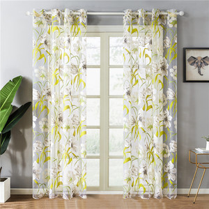 Voile <span class=keywords><strong>Imprimé</strong></span> Décoration De Fenêtre Tissu Rideau <span class=keywords><strong>Voilage</strong></span>//Offre Spéciale Directe D'usine Fleur Tropicale Polyester Fenêtre Plate - Product Image 1
