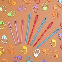 Kit de couture portable tendance, boîte de rangement en plastique, marqueurs de mailles multicolores, accessoires de tricot DIY, aiguilles, fil à tricoter fait main
