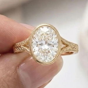 טבעת יהלום מעבדה 18 קראט 14 קראט 10 קראט זהב מלא מוסמך IGI CVD HPHT VVS טבעת אירוסין נישואין נשים גברים חיתוך אובלי קלאסי - Product Image 1