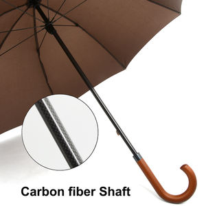 Promozione all'ingrosso manuale aperto J manico in legno 8K di alta qualità in fibra di carbonio donna donna ragazza ombrello dritto con Logo - Product Image 4