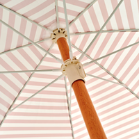 Parasol de plage rayé portable avec mât en bois, protection solaire extérieure pour la plage, le jardin, le camping, logo personnalisé disponible