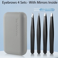 Ensemble miroir et pinces à épiler en acier inoxydable pour hommes et femmes, pour sourcils, faux cils et poils du visage