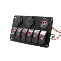 Panneau de commutation à bascule 6 voies DC 12-24V avec voltmètre et prise USB pour voiture, camion, bateau, véhicule, marine