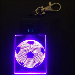 Portachiavi all'ingrosso calcio portachiavi In acrilico basket con luci notturne a Led colorate per regali Souvenir Glow In The <span class=keywords><strong>Dark</strong></span> - Product Image 5