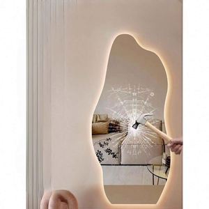 กระจกแต่งตัวติดผนังความยาวเต็มรูปแบบลายเมฆสำหรับตกแต่งบ้านกระจกแขวนผนังกระจกแบบไม่สม่ำเสมอเปล่งแสงชนิดแขวนพื้นดีไซน์ไม่เหมือนใครเฟอร์นิเจอร์ห้องนั่งเล่นออกแบบได้ตามต้องการ - Product Image 5