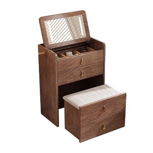 Tocador de Madera Maciza con Espejo Abatible 5003, Mueble de Maquillaje para Dormitorio, Gabinete de Almacenamiento Junto a la Cama - Product Image 5