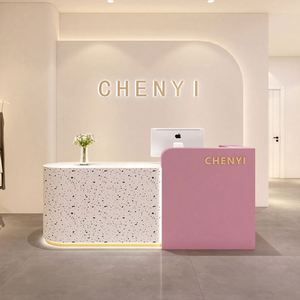 โต๊ะร้านทำสปาคลินิกความงามแบบปรับแต่งโลโก้ได้สีชมพูสีขาวสีม่วงสีทอง