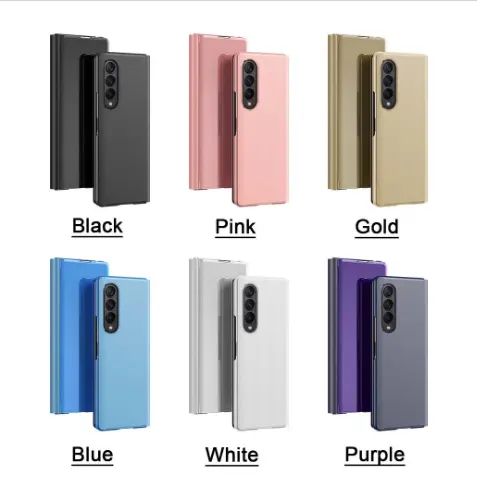 เคสโทรศัพท์หนังกระจกแต่งหน้าใสอัจฉริยะหรูหรา,เคสป้องกันหน้าจอสำหรับ Samsung Galaxy Z Fold3 Fold2พับ3 2 5G
