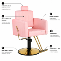 Fauteuil de Barbier Ergonomique Moderne avec Relevage Hydraulique, Siège en Cuir Pivotant à 360°, Cadre Métallique pour Salon de Coiffure et Spa, OEM