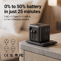 Adaptateur universel compact 17W PD, adaptateur de voyage avec 2 USB-C et 2 USB-A, charge rapide mini pour les voyages dans le monde entier, téléphone, ordinateur portable