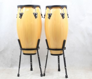 Professional Yang Wood Conga <b>Drum</b> Set 11"+12" Inch with Separate Gold Plated Stand Cowhide Drumhead Latin Percussion Hand <b>Drum</b> - Product Image 2