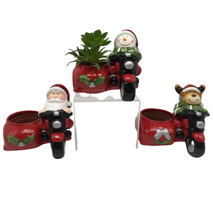 Décor de père noël pots en céramique de noël décoration de jardin de table couvercles de <span class=keywords><strong>pot</strong></span> de fleur pour une utilisation intérieure et extérieure - Product Image 1