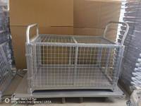 Chariot à main pliable en acier robuste avec clôture en treillis métallique |   Chariot à plateforme industriel à quatre roues, roues pivotantes en gros