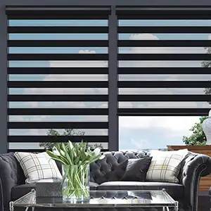 Best Selling Blackout Color Choice Customized Dual Layer Cordless Window Zebra Roller Blinds