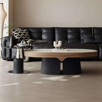 Table basse ovale de luxe italienne moderne style Bauhaus Creative Cloud avec plateau en marbre et structure en bois pour salon et appartement